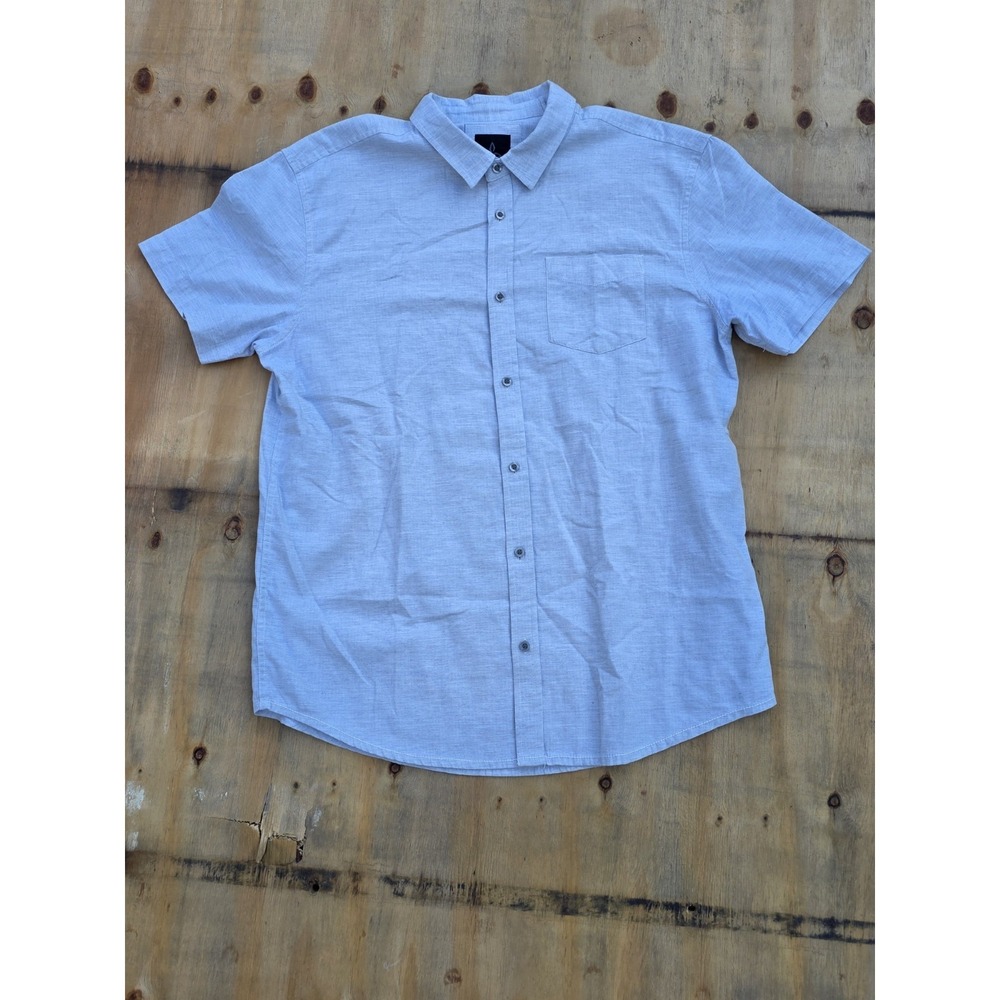 prAna Mens XL Beige Short Sleeve Button Shirt Camp M11170305 Herringbone